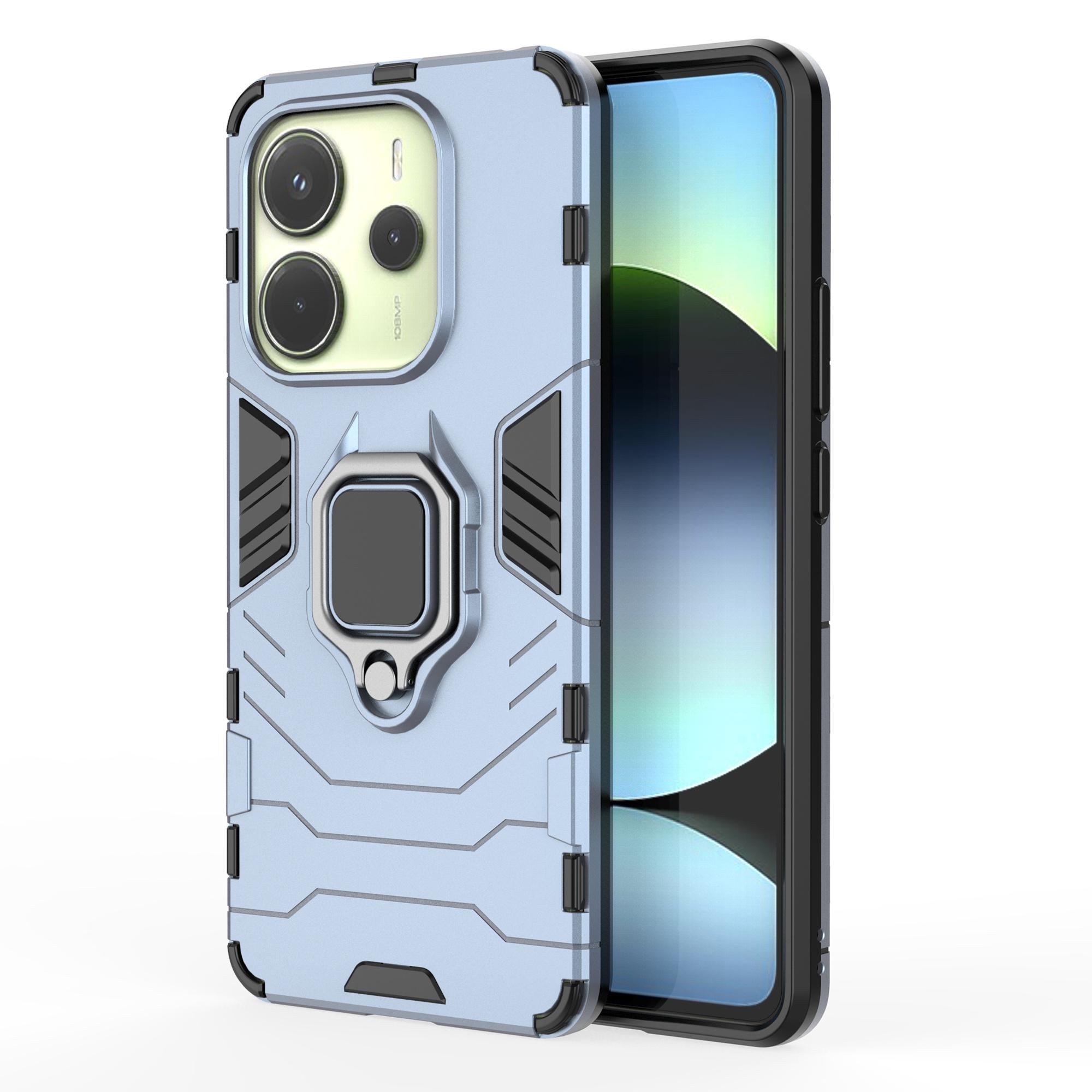 

Для Xiaomi Redmi Note 14 4G (163,25 мм) Чехол PC+TPU Защитная накладка для телефона с кольцом-подставкой Blue