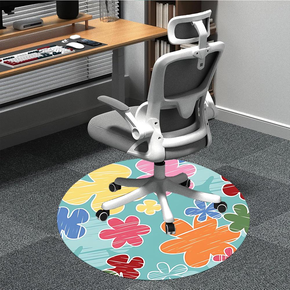 

1pc Floral Pattern Office Round Rug, Non-slip, Soft and Durable Office Rug for Interior Decoration, Perfect for Office, Beautiful Decoration yy2603230 80cm by 80cm