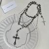 Luxury Vintage  Chain Imitation Pearl Chain Necklace For Women Punk Cross Pendant Choker