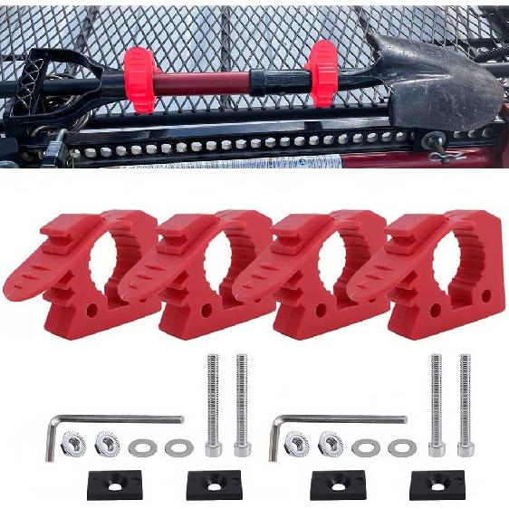 4 Pcs Quick-Release Rubber Clamps, Adjustable Mount Brackets for 1-1/5” to 1-4/7” Diameter Tools Fit for Trucks UTV ATV for Offroad 4X4 Parts