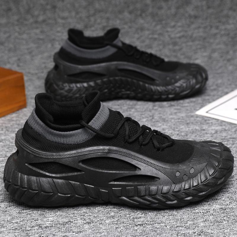 Men's Shoes Spring and Summer Fly-woven Breathable Running Shoes Outdoor Daily Thick-soled Lightweight Sports Shoes