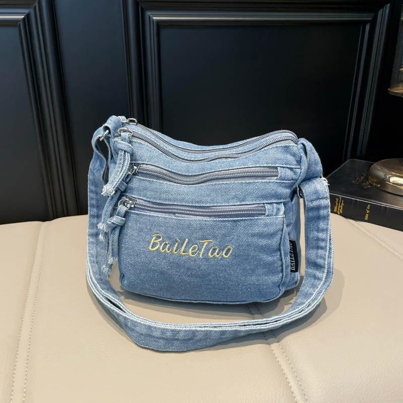 Модная повседневная женская сумка кроссбоди, высококачественная джинсовая сумка на плечо, большая вместительная сумка-тоут, многофункциональные женские сумки светло-синий