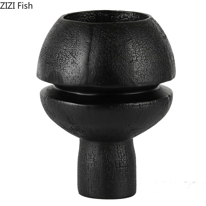 Minimalist Black Spherical Shape Ornaments Creative Artwork Resin Sculpture Desk Decoration Abstract Crafts Room Aesthetic Decor