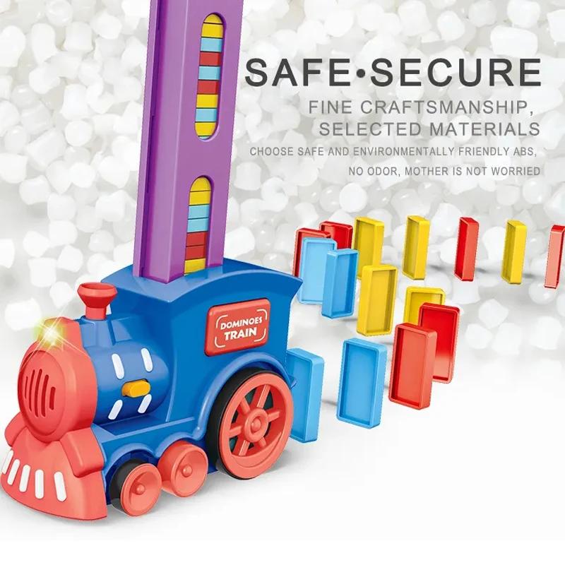 Children Electric Laying Domino Train Automatic Card Casting Brick Block Set Creative Parent-Child Interactive Education Diy Toy