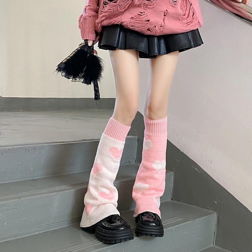 Spider Knitted Leg Warmers Heart Lolita Boots Cover Fashion Knee High Girls Stockings  Student