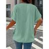 New Four Season Fashion Button Down Short Sleeve T Shirt Elegant Solid Color Casual Womens Plus Size