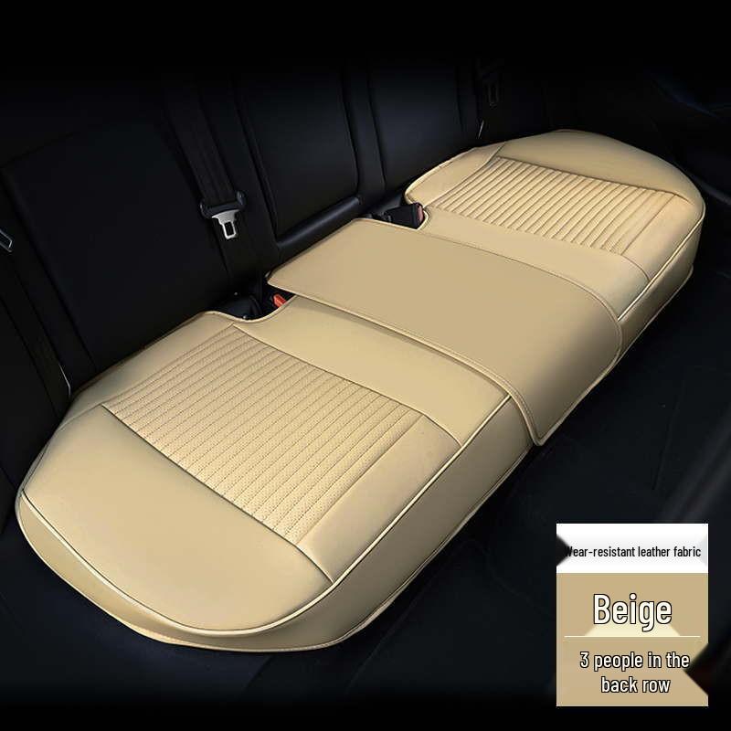 Universal Full Leather Car Seat Cushion Set - Four Seasons Breathable, Three-Piece, Cool and Durable