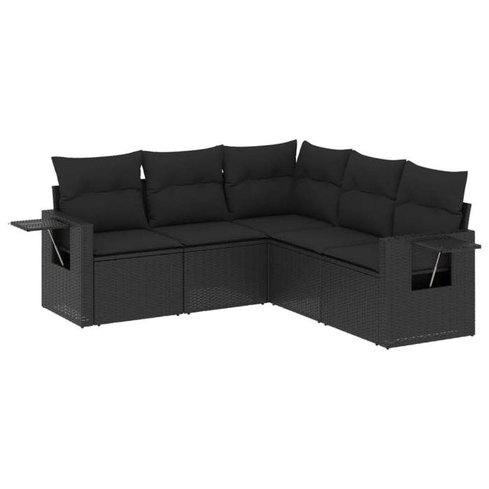 VidaXL Garden Lounge Set with Cushions 5 Pcs, Patio Sofas, Patio Furniture Set, Outdoor Furniture, Black 3220144