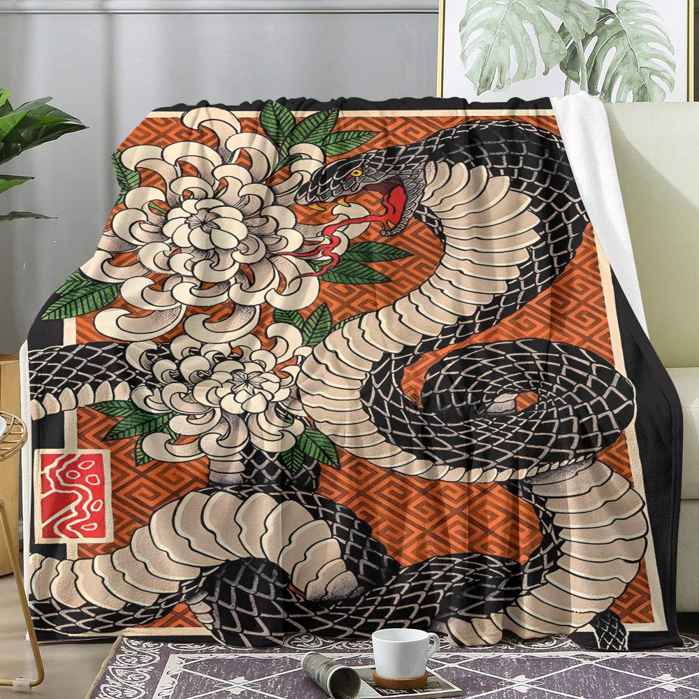 Japanese Samurai Throw Soft Flannel Throw Summer AC Blanket Lightweight Cool Nap Blanket for Sofa Bed Couch Travel