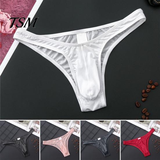 Men Thongs Briefs U Convex Breathable Elastic Transparent Ultra-soft Non-slip Low Rise Stretchy Underpants for Inner Wear