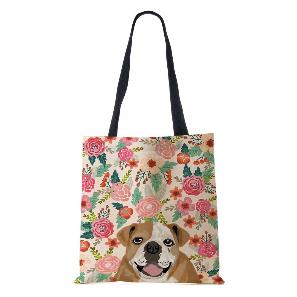 Dog Cat Women Shoulder Bag Shopper Travel Canvas Casual Handbag 2022 Eco Reused Print Vintage Large Capacity Tote Books Bag KTY