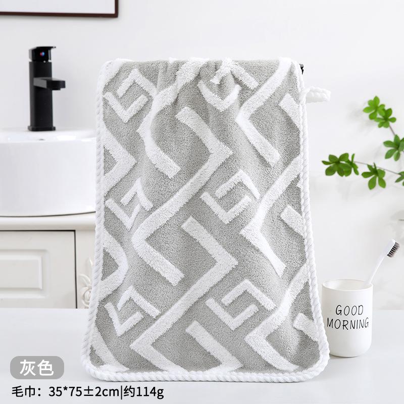 Towel New Jacquard Coral Fleece Striped Texture Soft Absorbent Household Face Towel Hand Towel