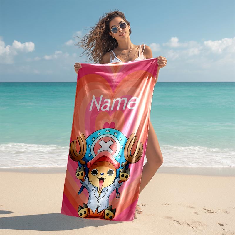 Personalized customized proof beach towel with One Piece Chopper pattern - soft, absorbent,quick-drying,perfect swimming,camping&bathing
