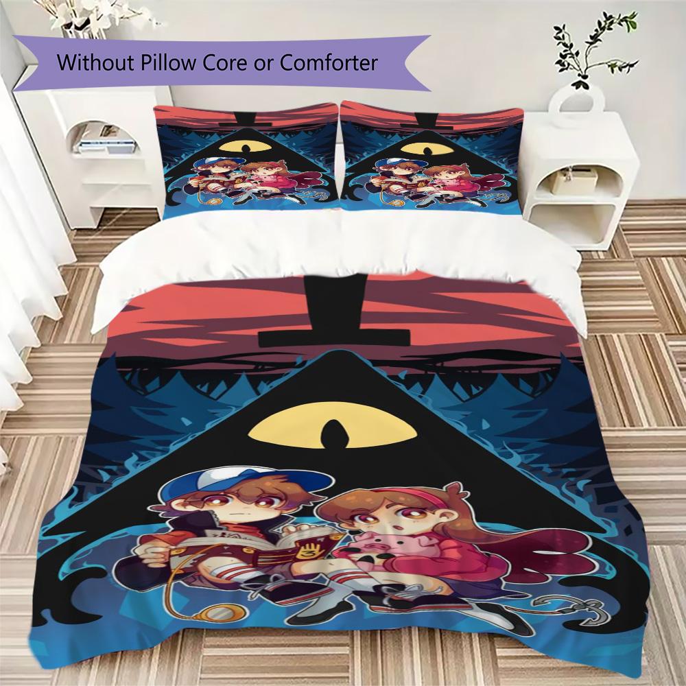 Gravity Falls theme Pattern Bedding,Quilt Set Quilt Cover Pillowcase Home Birthday Gift (1*duvet cover+2*pillowcase,without core)XSJT0917564