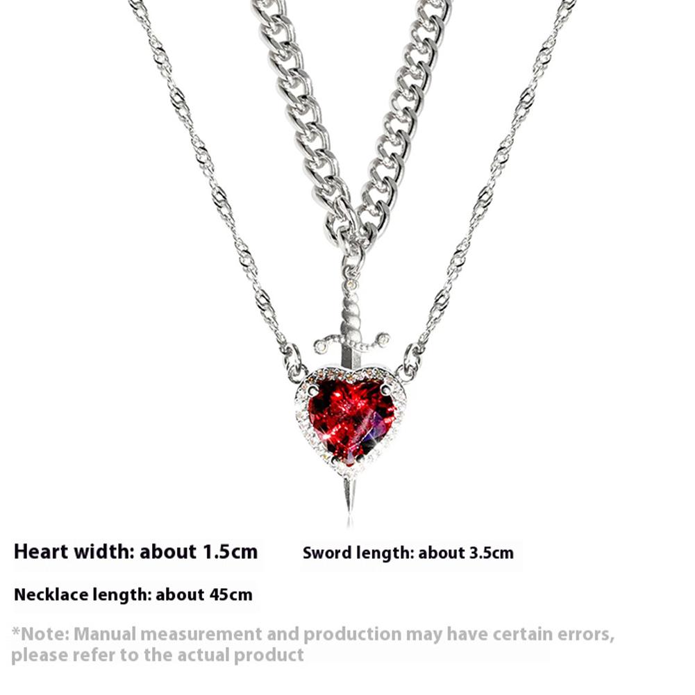 Heart and Sword Couples Necklace Trendy Matching Sword Through Heart Necklace Set Jewelry Gift for Couples