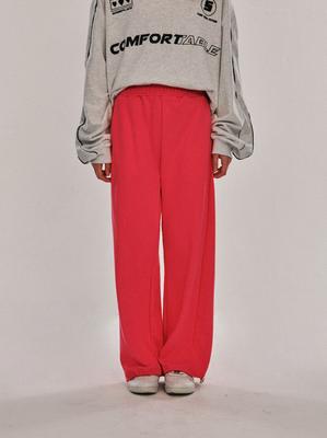 SOME PLACE Wide One-Pleat Sweatshirt String Banding Jogger Pants [Pink]