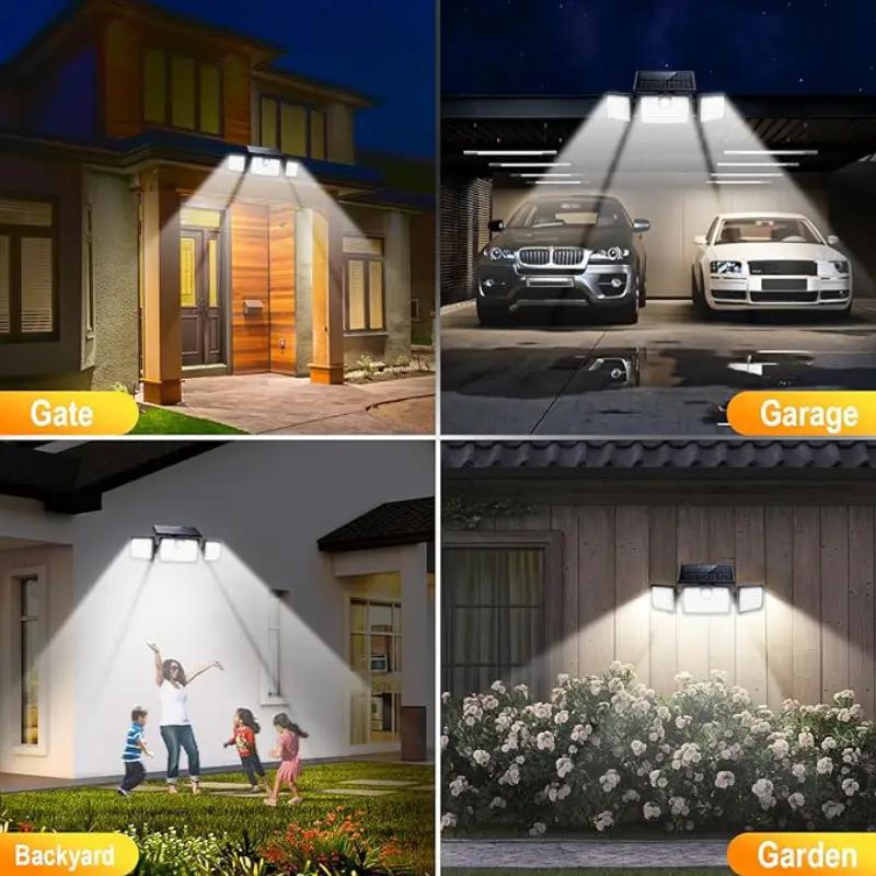 2 Pack 179 LED Solar Wall Lamp with Motion Sensor 3 Lighting Modes Waterproof Outdoor Solar Security Floodlight for Patio Garden