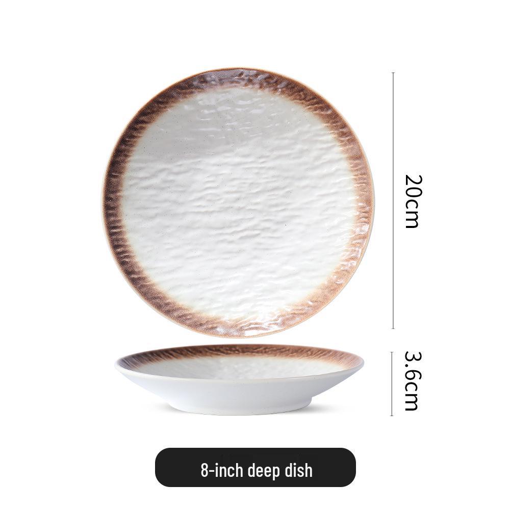 Ceramic Round Deep Dinnerware Tray - Luxury Western-Style Soup & Vegetable Plate