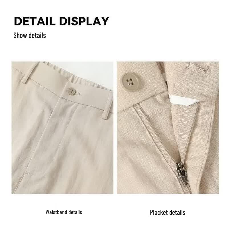Kangbo Men's Linen Lyocell Loose Straight Casual Pants