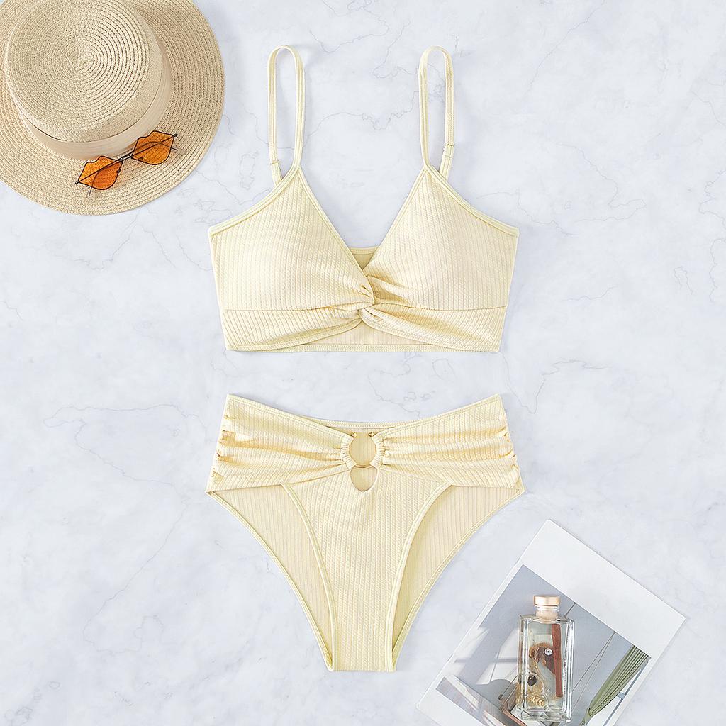 Evropská a americká dámská móda Sexy dvoudílné bikiny plavky vycpaná košilka plavky souprava plavek s vysokým pasem