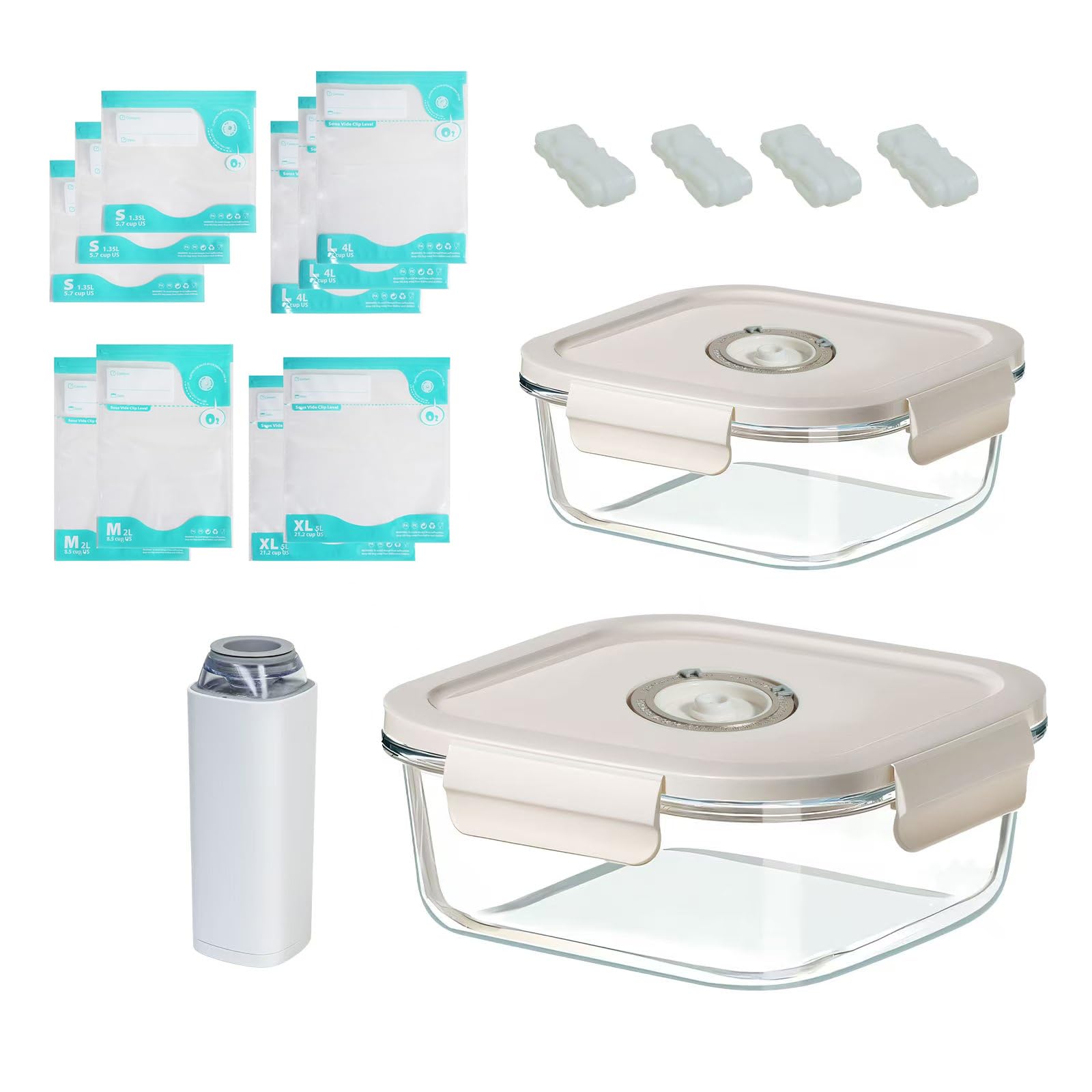 

YK YUKO Yukou Vacuum Storage 800ml 1230ml Vacuum Sealer 10 Vacuum Sealer Bags Set Food Dishwasher Easy to Perfect for Prepared Food Glass Container