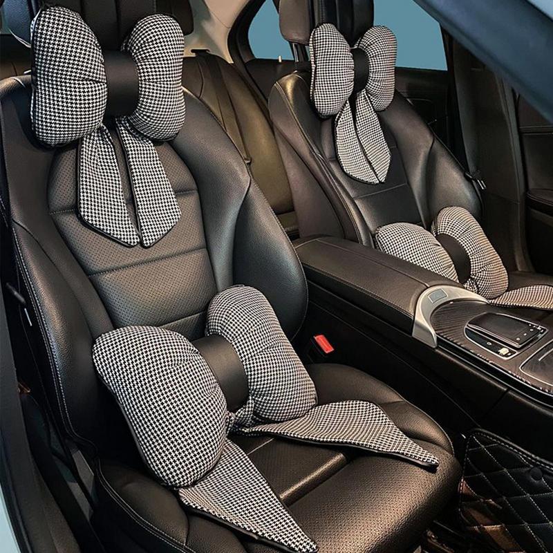 Bow Knot Shape Car Headrest Pillow Cotton Car Seat Headrest Neck Support Seat Pillows Rest Cushion Car Interior Seat Accessory