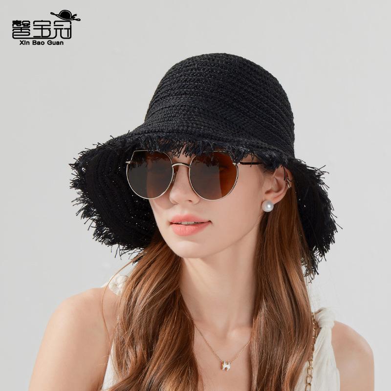 Summer sun hat children versatile fashion fringed big brim straw hat outdoor travel beach seaside sun hat
