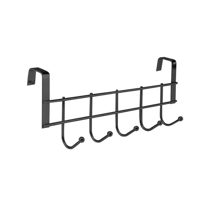 

Гачки над дверима без свердління 5 гачків Надміцний органайзер Економія місця Настінна вішалка для пальта, ключів, рушника у шафі, спальні, коридорі 1pcs чорний