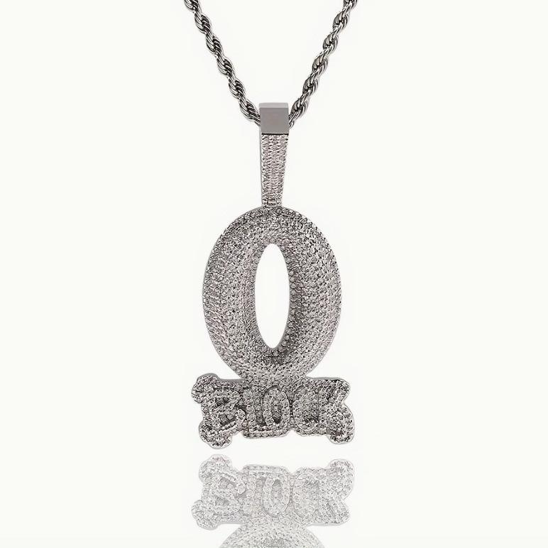 Hip Hop Copper Studded with Diamond Letters Pendant Personality Trend Fried Dough Twists Necklace Men's Fashion Jewelry