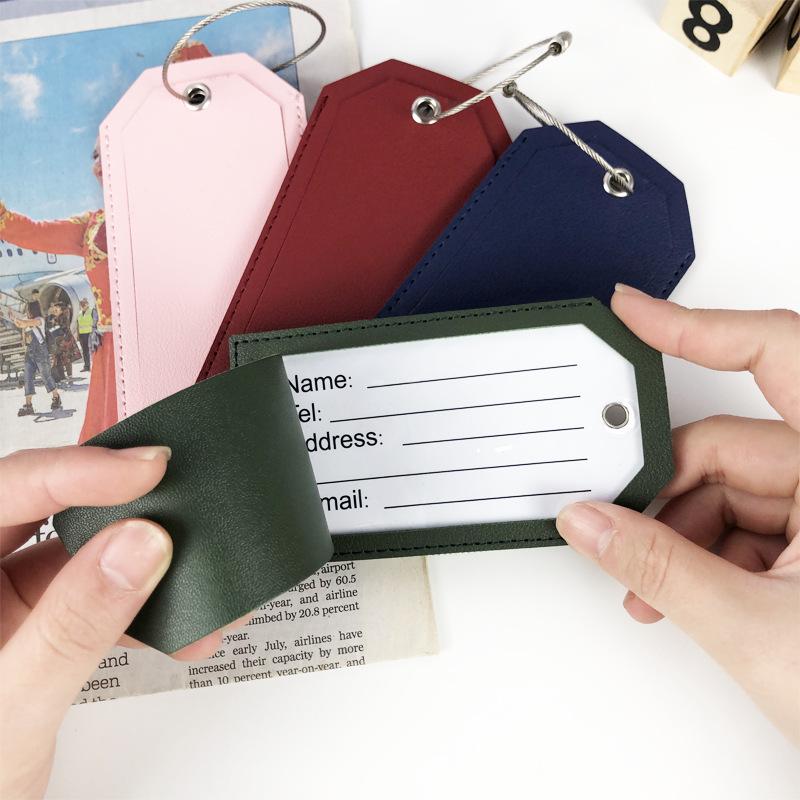 Customizable Leather Luggage Tag with Iron Rope and Paper Card