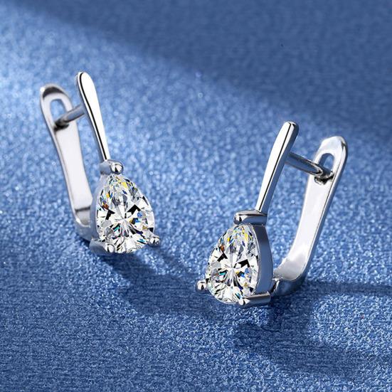 1 Pair Women Earrings, Cubic Zirconia Drop-Shaped Earrings, Ear-Buckle Closure Wedding Earrings, Anti-fade Earrings Jewelry