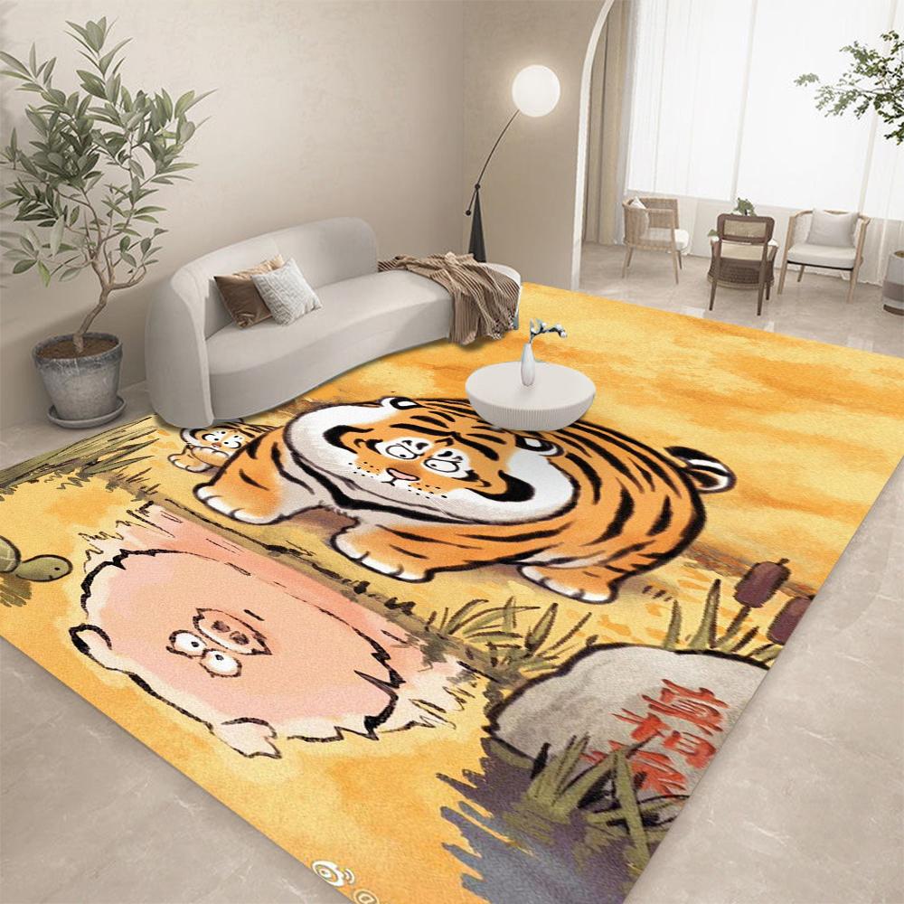 Cute Fat Tiger Cartoon Bedroom Carpet Living Room Decoration Sofa Carpet Children's Game Mat Bedhead Carpet Desk Corridor Mat