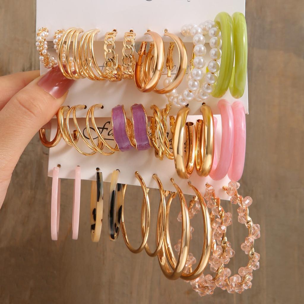 New Gold Color Earrings Set Boho Vintage Colorful Butterfly Acrylic Pearl Hoop Earrings for Women Fashion Jewelry Gifts 2026 New
