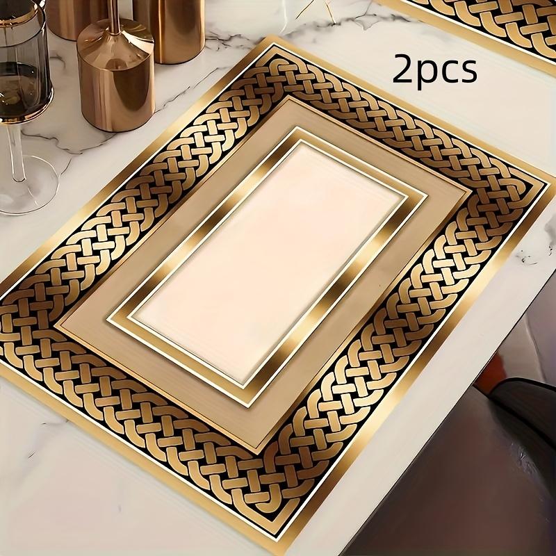 Set da 2/4/6/8 pezzi • Tovagliette Artistiche Boho Chic Vintage • Lussuoso Design Astratto Dorato • Adatto per Feste e Cucina di Tutti i Giorni • Sala da Pranzo,