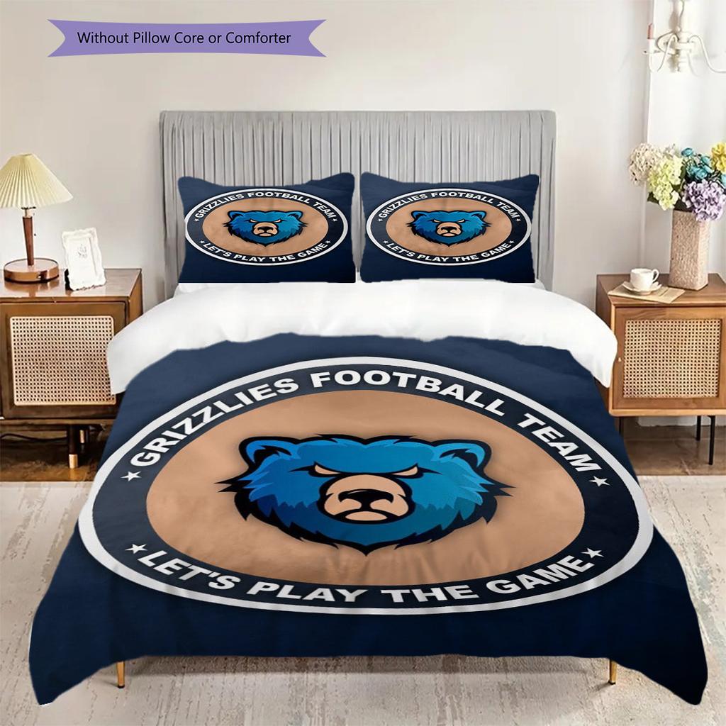 Memphis Grizzlies Bold Fierce Bedding(1 * Duvet Cover + 2 * Pillowcase, Without core)Christmas Birthday Gift Duvet Cover and Pillowcase Bedding Set