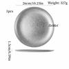 Retro Stainless Steel Circle Dinner Plate,Gray Heat-Resistant Home Steak Plate Dinner Dishes Grill Tray Tableware,Kitchenware