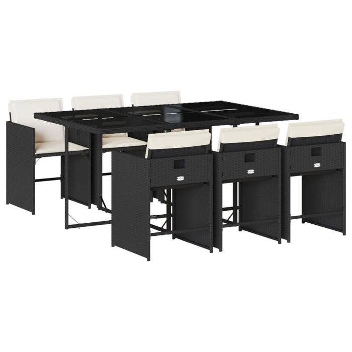 VidaXL 7-Piece Garden Dining Set with Cushions, Dining Chairs with Armrests, Furniture Set with Table, Modern, 3211086