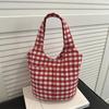 Korean Vintage Plaid Shoulder Underarm Bags for Women Large Capacity Ladies Vest Shopping Bag Lightweight Student Tote Handbags