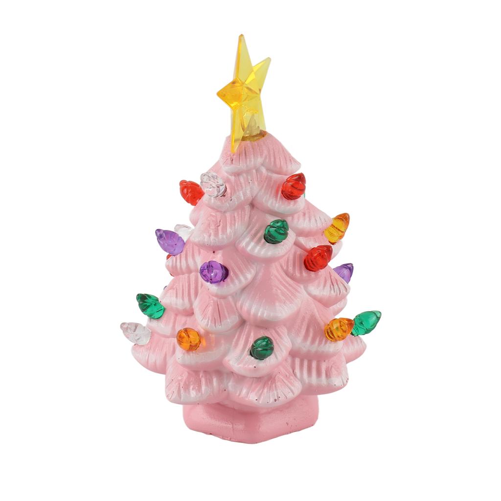 Resin Xmas Tree 4 Inch Colorful Miniature Xmas Tree Figurine Holiday Decoration for Window Yard Display