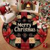 Christmas Circular Carpet Home Living Room Wear-resistant Floor Mat Bedroom Bedside Carpet Easy To Maintain Floor Mat Home Decor