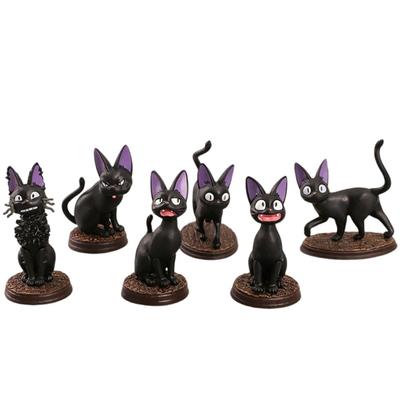 6pcs/set Cartoon Black Cat Jiji Gigi Figure PVC Action Toy Doll Model Set Black Cat Hayao Miyazaki Figure Toy Kids Birthday Gift