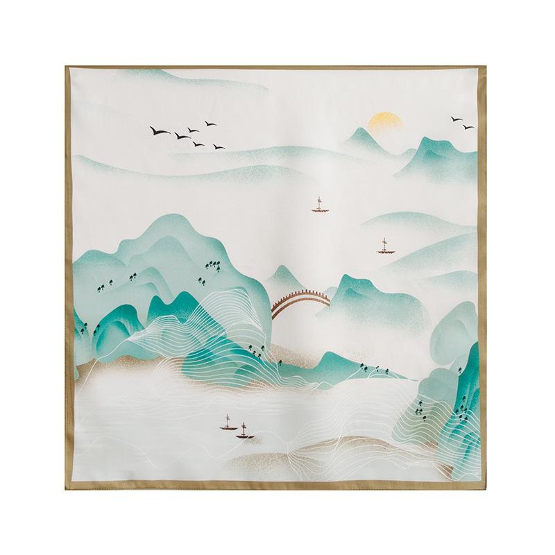 53Cm 100% mulberry silk square scarf classical printed small square scarf