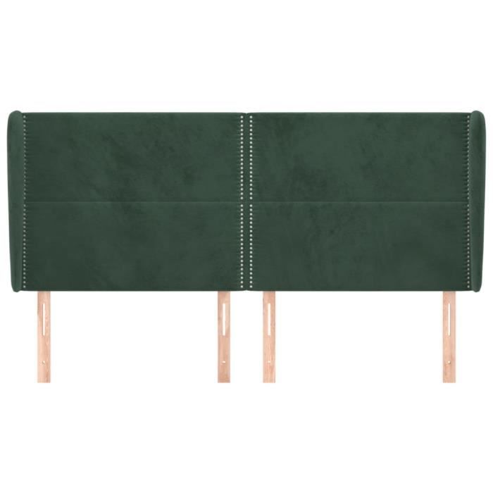 VidaXL Tête de lit avec oreilles Vert foncé 183x23x118-128 cm Velours3117879