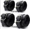 Ankle Leather Plush Bondage Set Cuffs Handcuffs Cross Back Mouth Gag