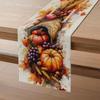 1 Piece Of Autumn Harvest Table Runner, Watercolor Painted Pumpkin, Fruit And Vegetable, Grain Ear, Suitable For Restaurant, Home, Thanksgiving Party,
