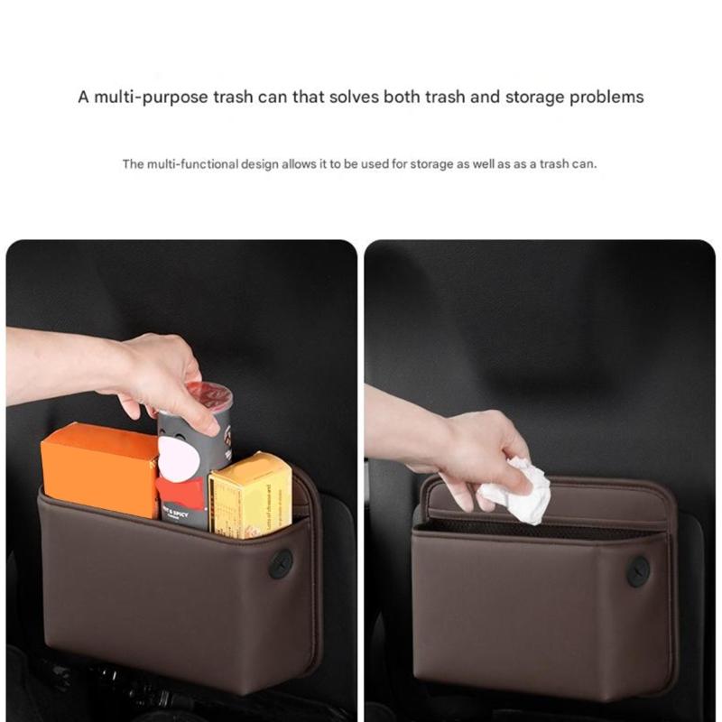 Leather Automotive Trash Can Dust Bin With Leakproof And Easy Clean Features For Car Cabin Organization Quick Install
