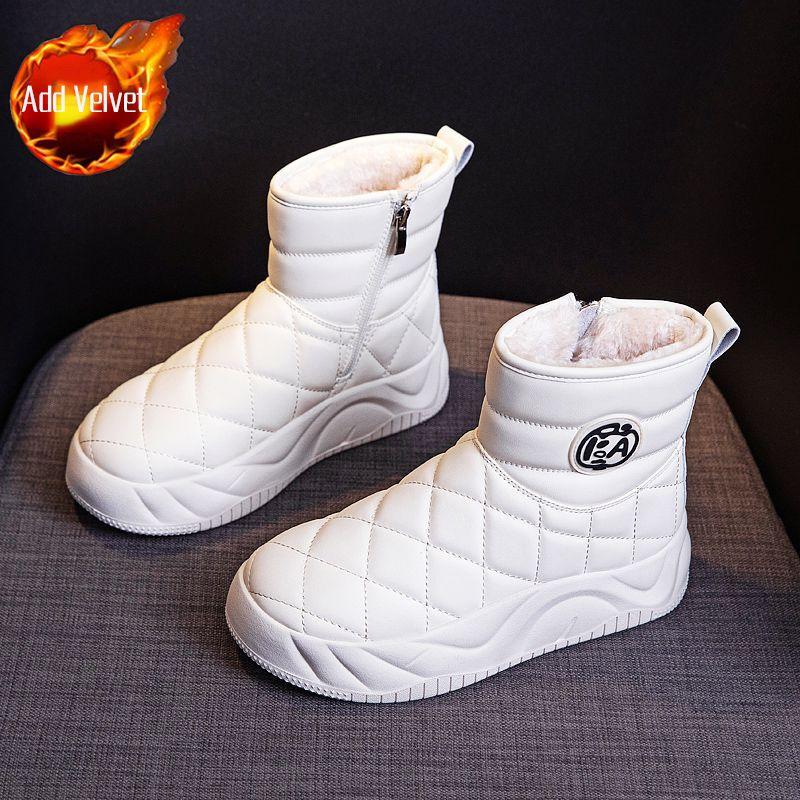 

Зимние женские сноубутсы на платформе, с круглым носком, водонепроницаемые ботильоны, на флисовой подкладке, женская обувь, удобная и элегантная рабочая обувь 41