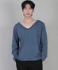 Seinteukeulu Plain Big V-Neck Long Sleeve T-Shirt Bigv-879 Egyptian Blue