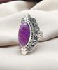 Amethyst Statement Ring: Oval Purple Gemstone, 925 Sterling Silver