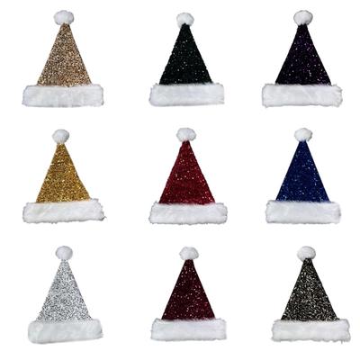 Weihnachtsmannmütze für Erwachsene mit Pailletten Verdicken Plüsch für Feiertagskomfort Futter Weihnachten Neujahr Symbolmütze mit weißem Rand